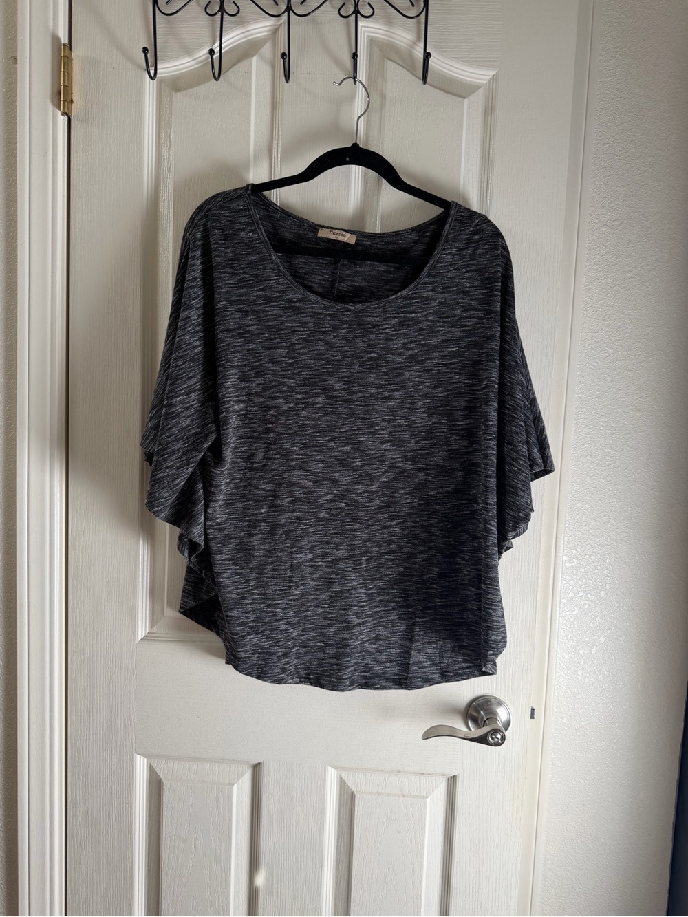 Women's Charcoal Heather Batwing Short Sleeve Tee - Lightweight Casual Top
